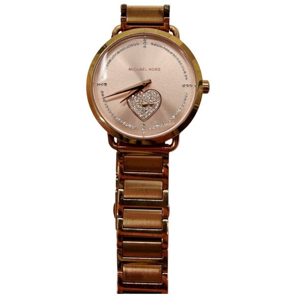 Michael Kors Portia Rose Gold Pink Heart Watch in Box 36mm - Picture 4 of 13
